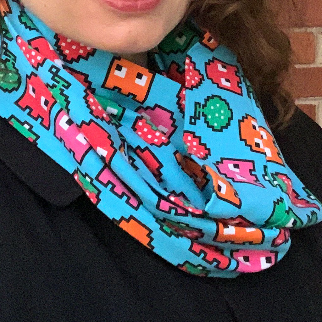 "Arcade Snacks" Video Game Ghosts Infinity Scarf