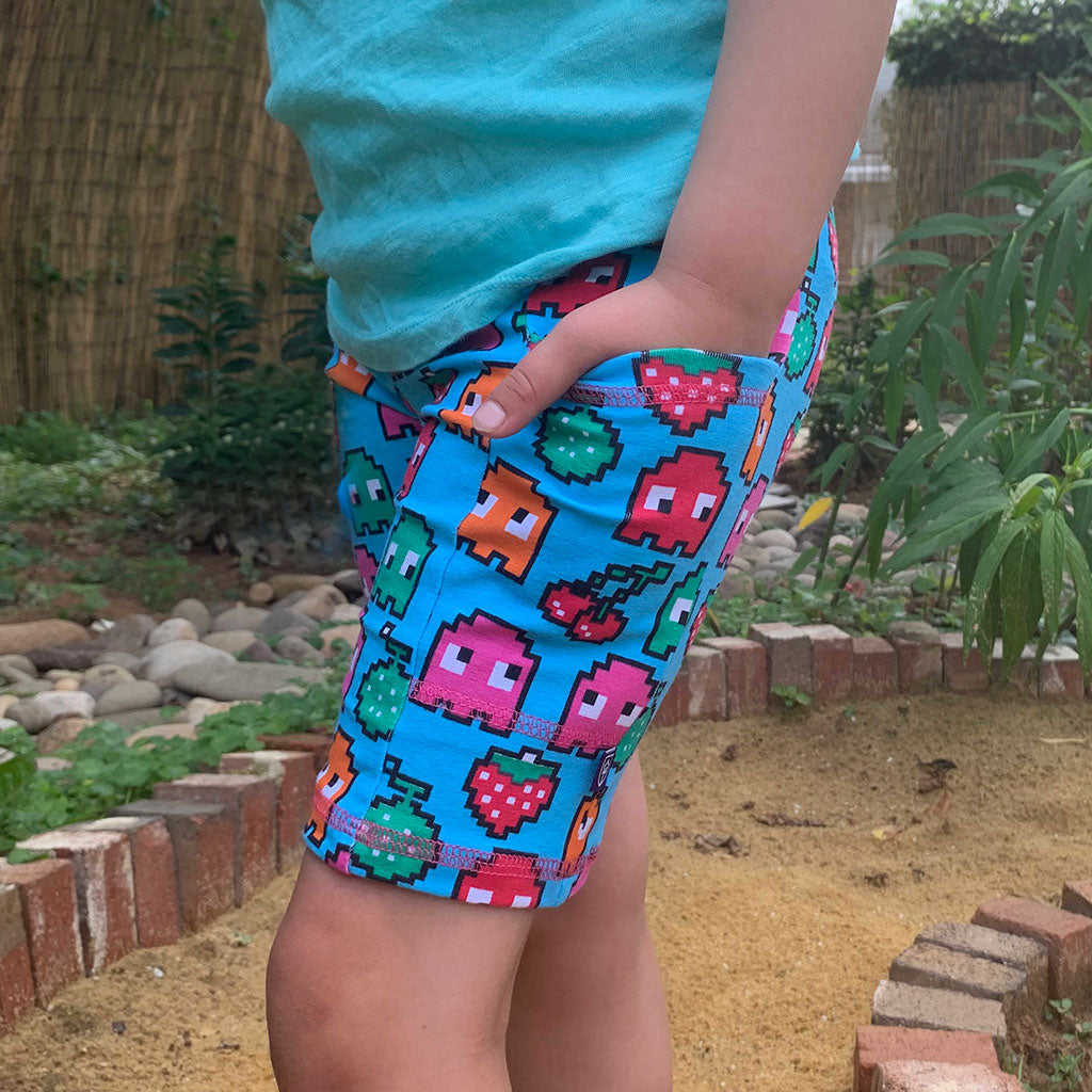 "Arcade Snacks" Video Game Ghosts Shorts with Pockets