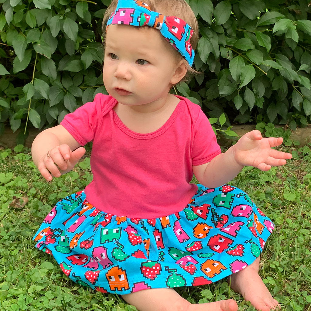 "Arcade Snacks" Video Game Ghosts Infant Snapsuit Dress