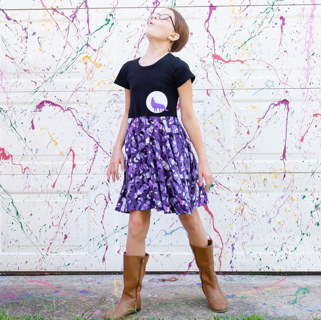 &quot;Moonlight Call&quot; Wolves Super Twirler Dress with Pockets